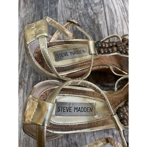 STEVE MADDEN Womens Cork Platform Wedge Sandals size 8.5 - Picture 8 of 12
